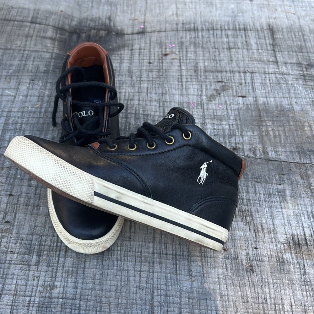 Polo by Ralph Lauren sneakers. Youth size 3.  Super soft black leather.